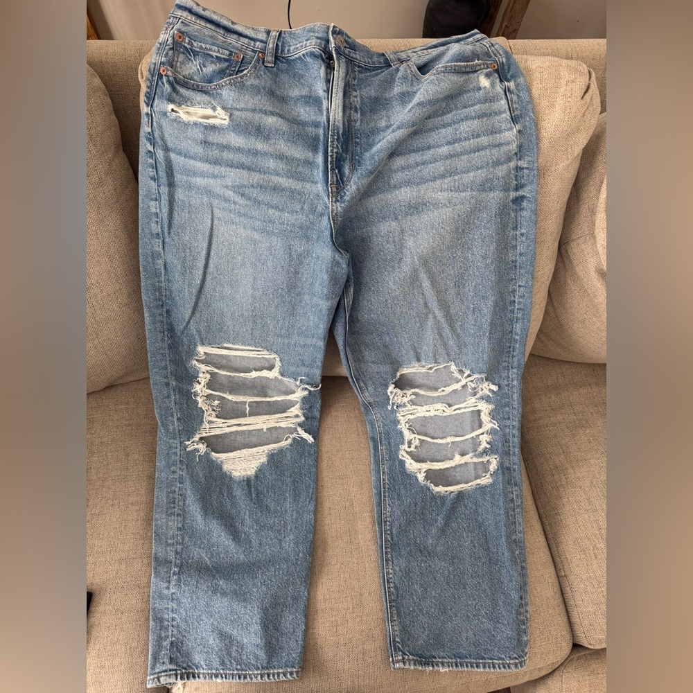 AE Strigid Ripped Highest Waist Baggy Straight Jeans